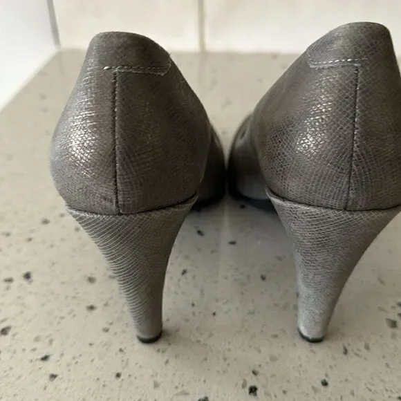 ECCO Patterned Gray. Leather high heels Pumps  Formal Dress Shoes Women’s Sz 37 - Picture 5 of 12